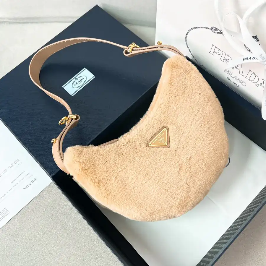 Moon Handbag 1BC194, Wool and Calfskin, Adjustable Shoulder Straps