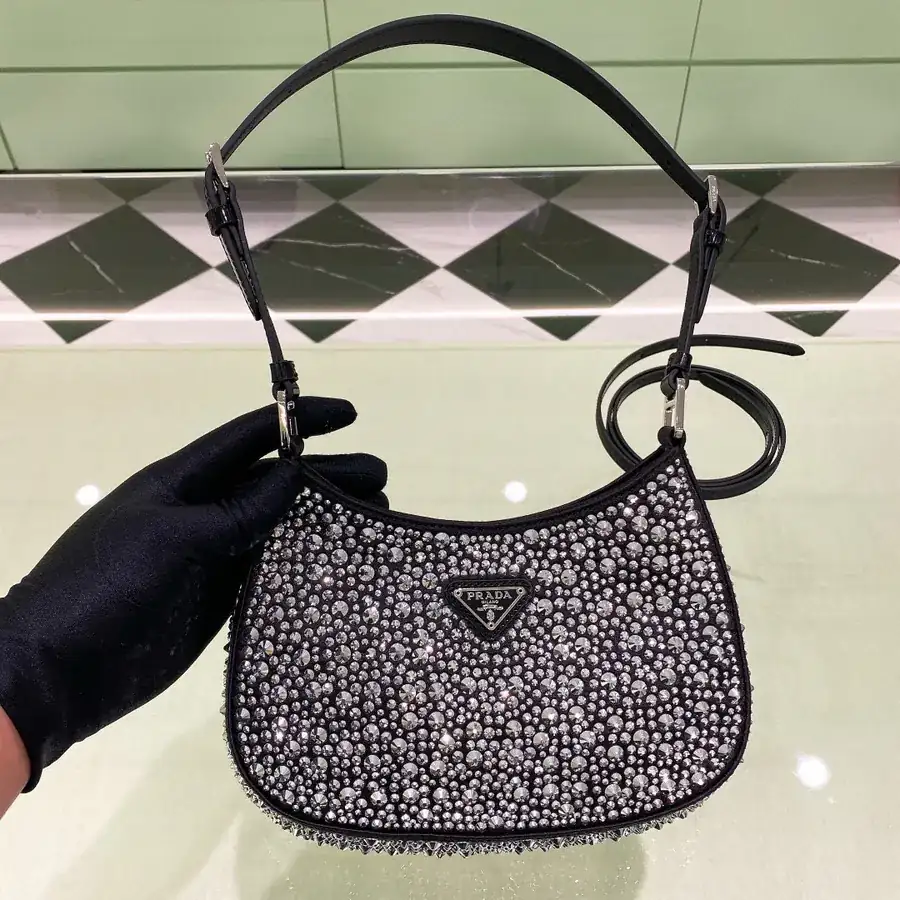 New Cleo Clutch with Diamonds 1BC169 Black Diamond