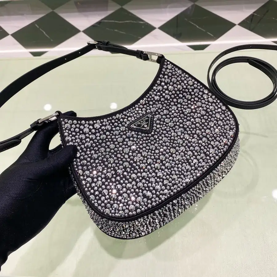 New Cleo Clutch with Diamonds 1BC169 Black Diamond
