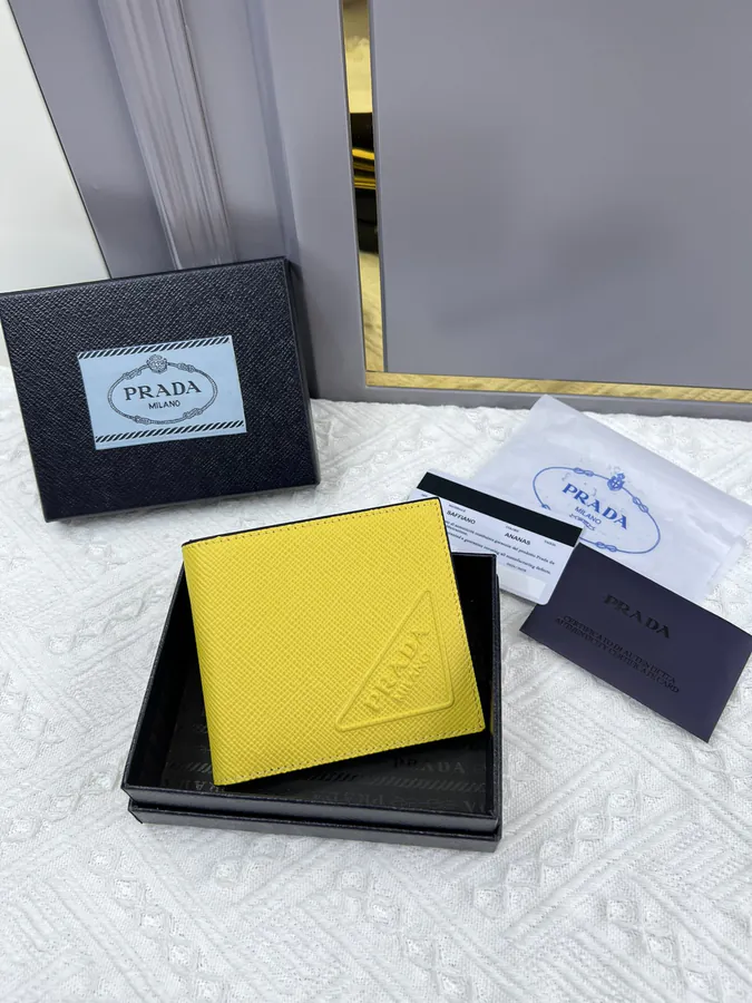Top Original Saffiano Leather Mini Wallet with 8 Card Slots