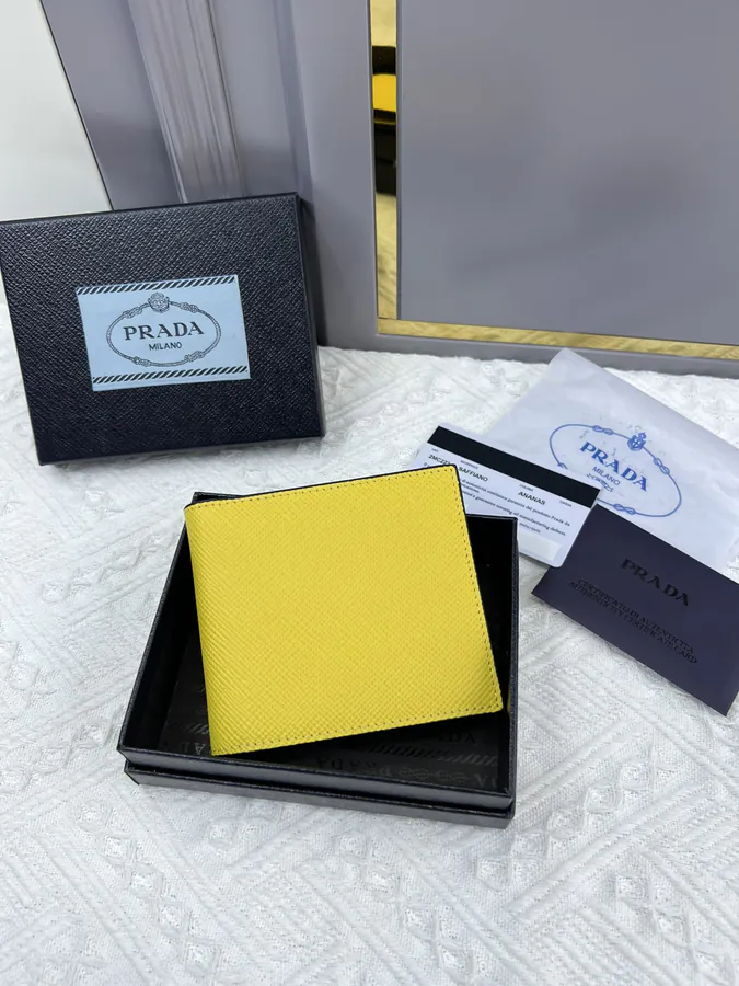 Top Original Saffiano Leather Mini Wallet with 8 Card Slots