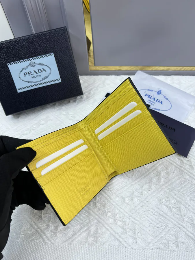 Top Original Saffiano Leather Mini Wallet with 8 Card Slots