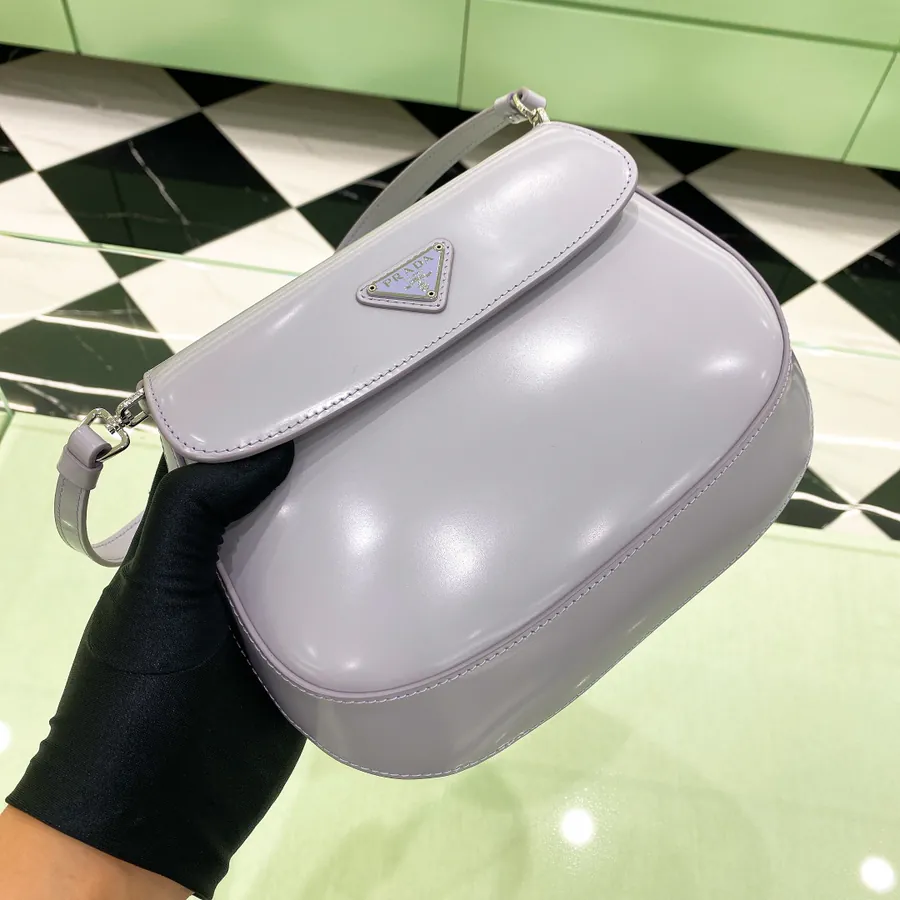 Cleo Glossy Calfskin Flip Cover Crossbody Bag