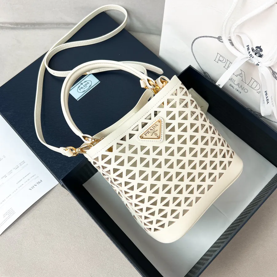 P820 Saffiano Perforated Calfskin Bucket Bag