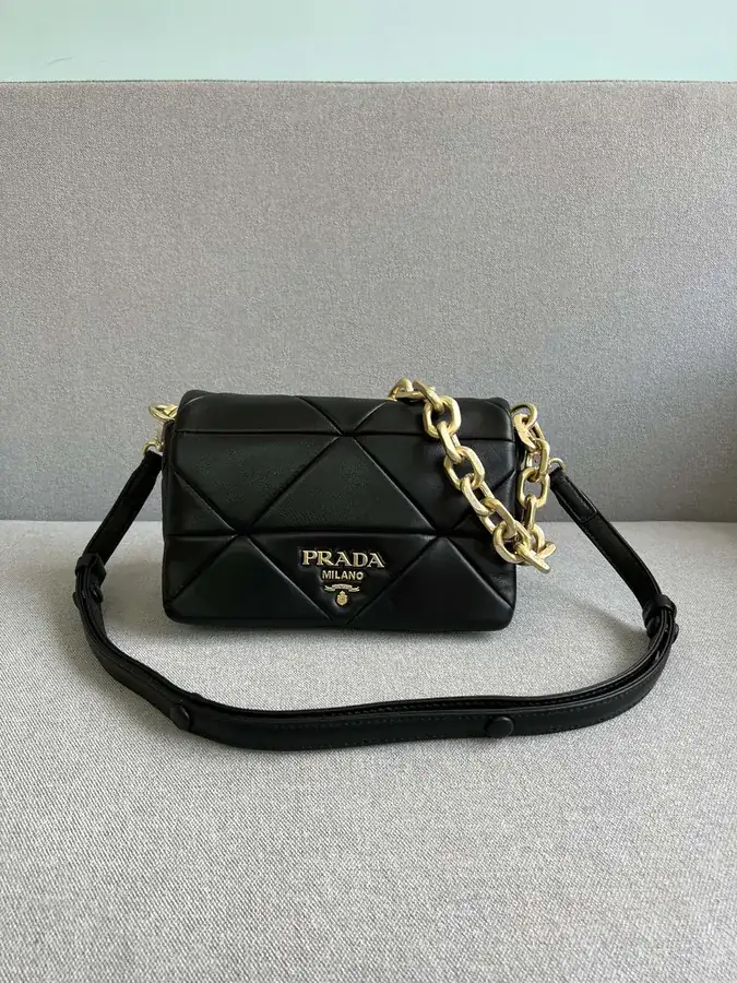 System Soft Leather Crossbody Bag with Triangular Embroidery
