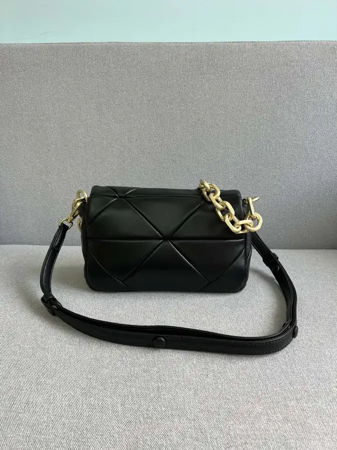 System Soft Leather Crossbody Bag with Triangular Embroidery