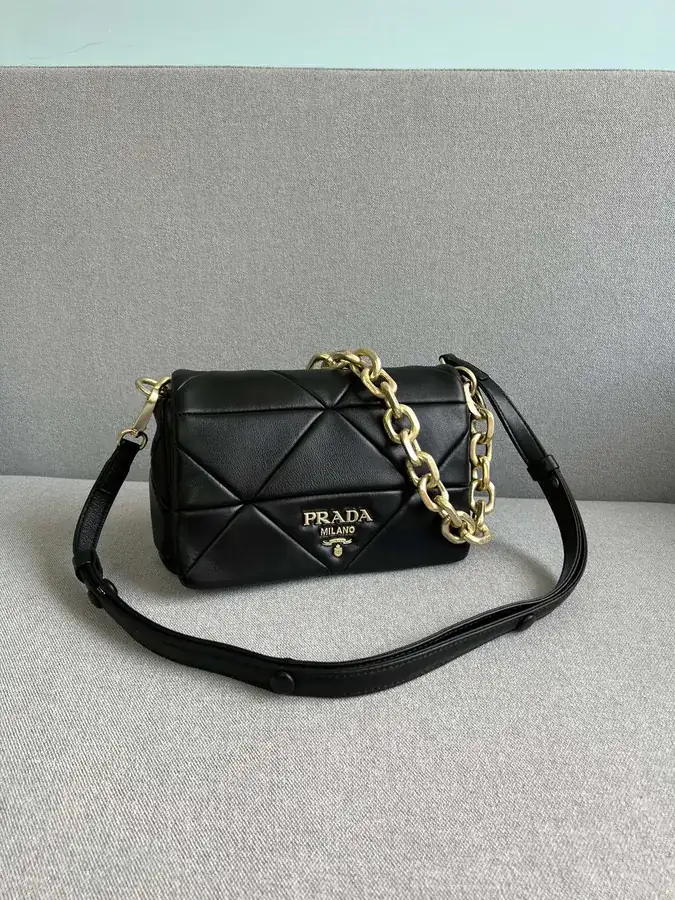 System Soft Leather Crossbody Bag with Triangular Embroidery