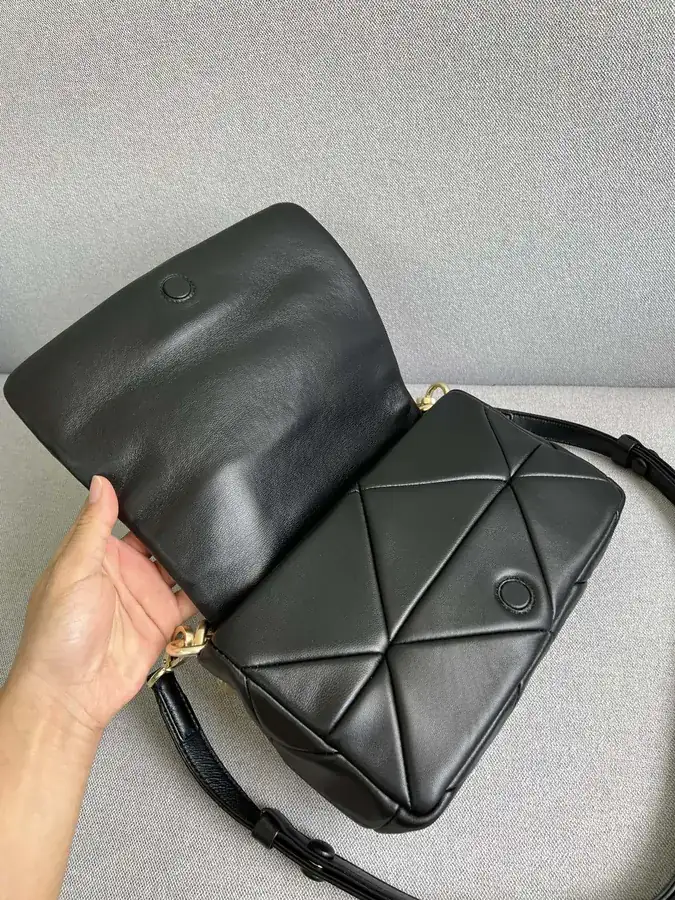 System Soft Leather Crossbody Bag with Triangular Embroidery