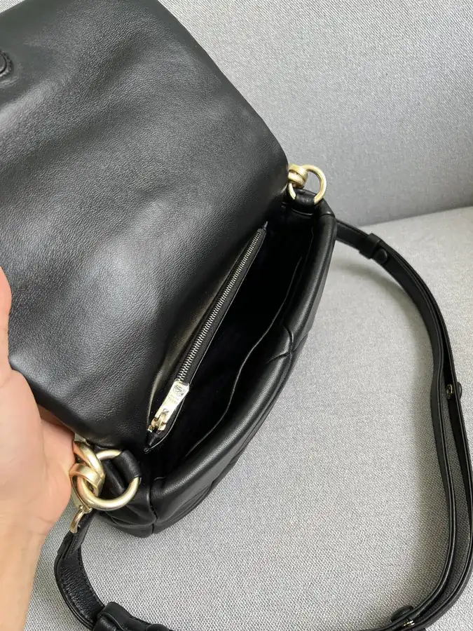 System Soft Leather Crossbody Bag with Triangular Embroidery