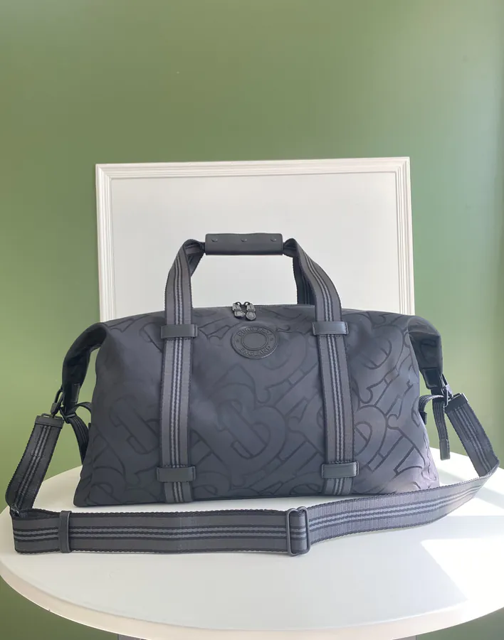B Home Travel Bag with Nylon and Grained Calfskin