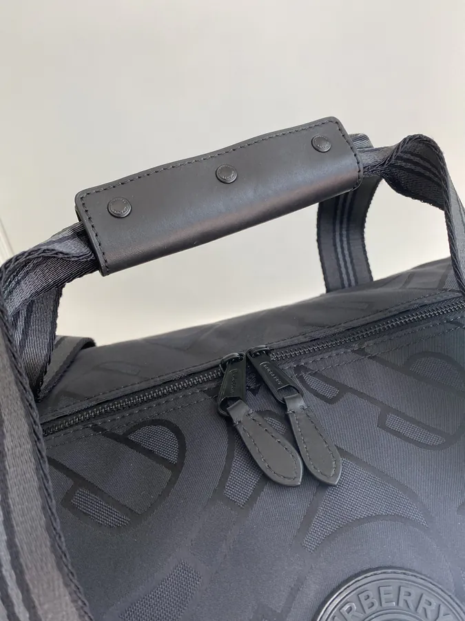 B Home Travel Bag with Nylon and Grained Calfskin