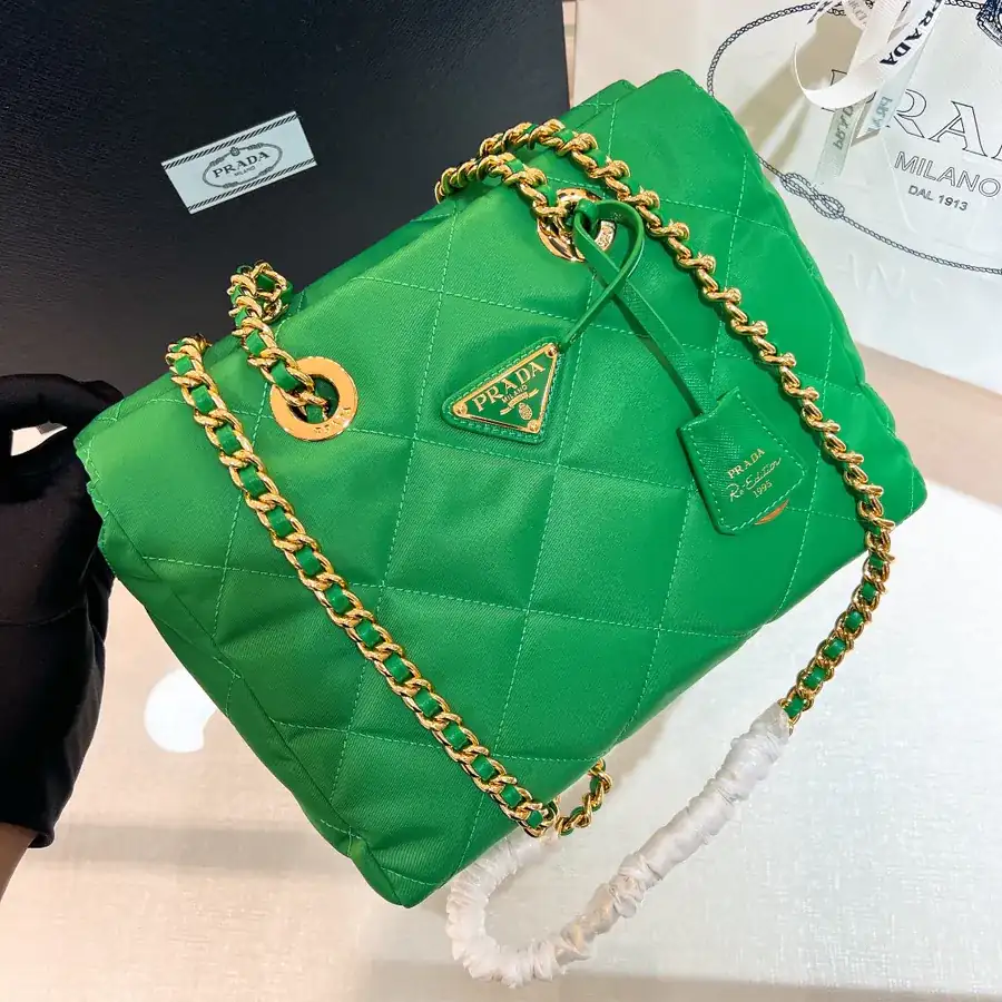 Re Edition 1995 Vintage Shoulder Bag with Black Gold Chain