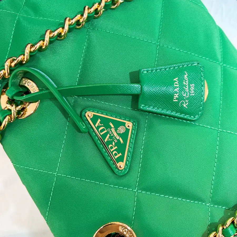 Re Edition 1995 Vintage Shoulder Bag with Black Gold Chain