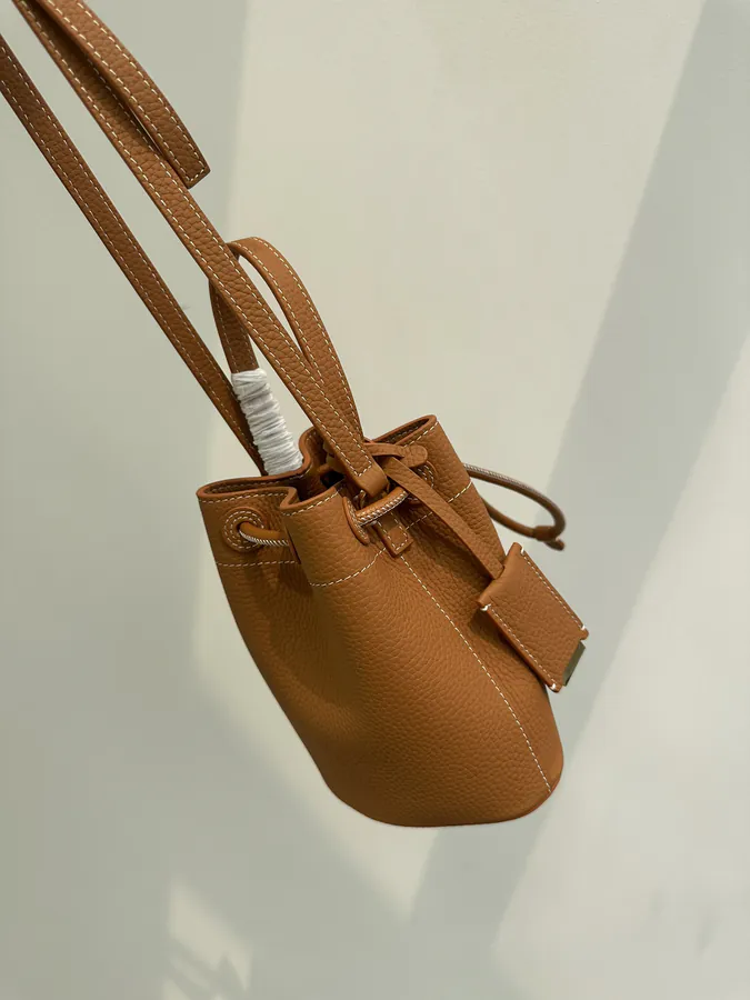 Thomas Burberry Mini Grained Calfskin Bucket Bag