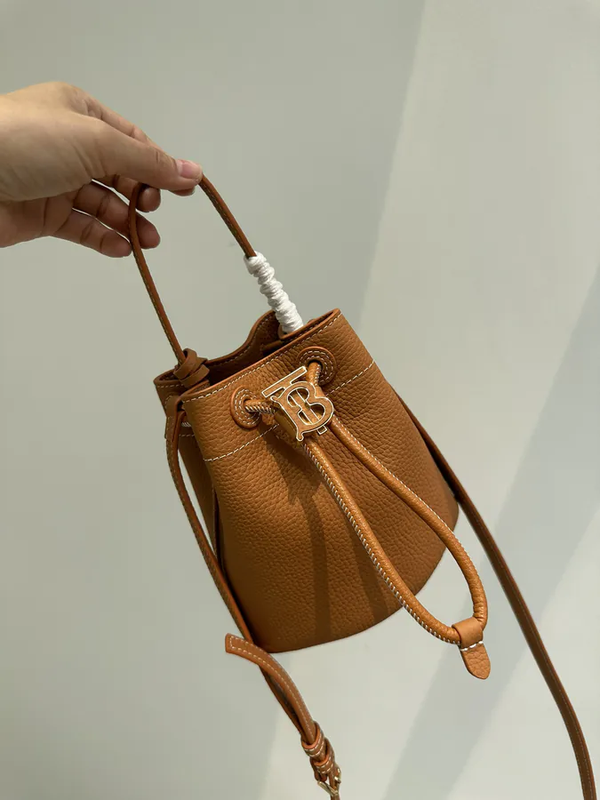 Thomas Burberry Mini Grained Calfskin Bucket Bag