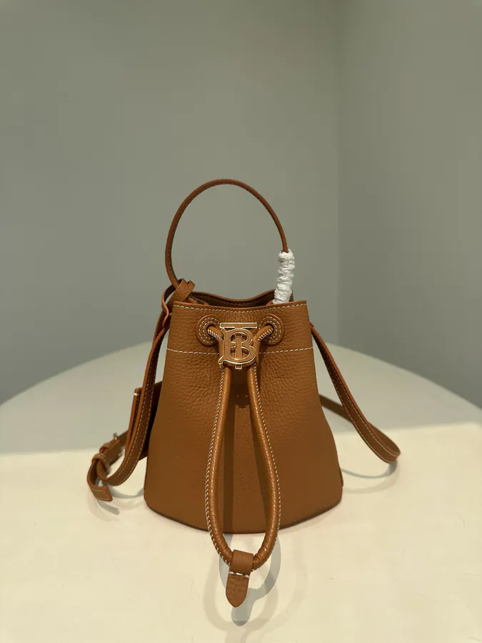 Thomas Burberry Mini Grained Calfskin Bucket Bag