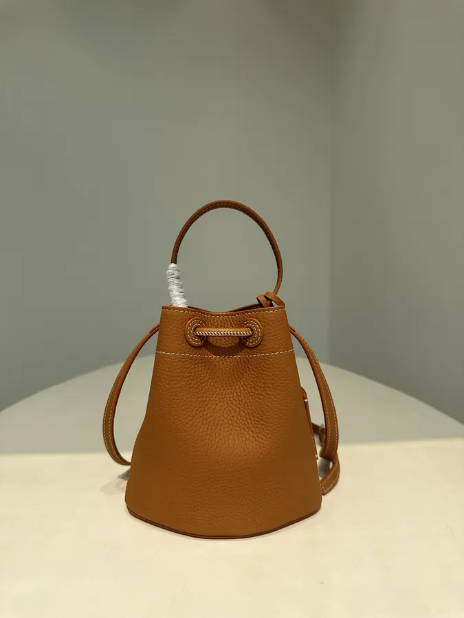Thomas Burberry Mini Grained Calfskin Bucket Bag