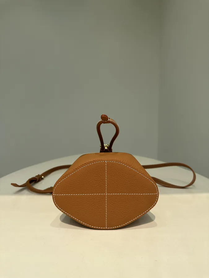 Thomas Burberry Mini Grained Calfskin Bucket Bag