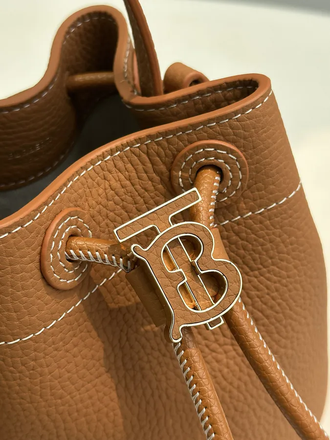 Thomas Burberry Mini Grained Calfskin Bucket Bag