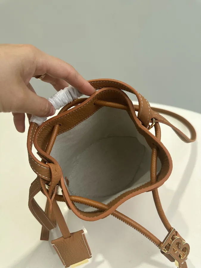Thomas Burberry Mini Grained Calfskin Bucket Bag