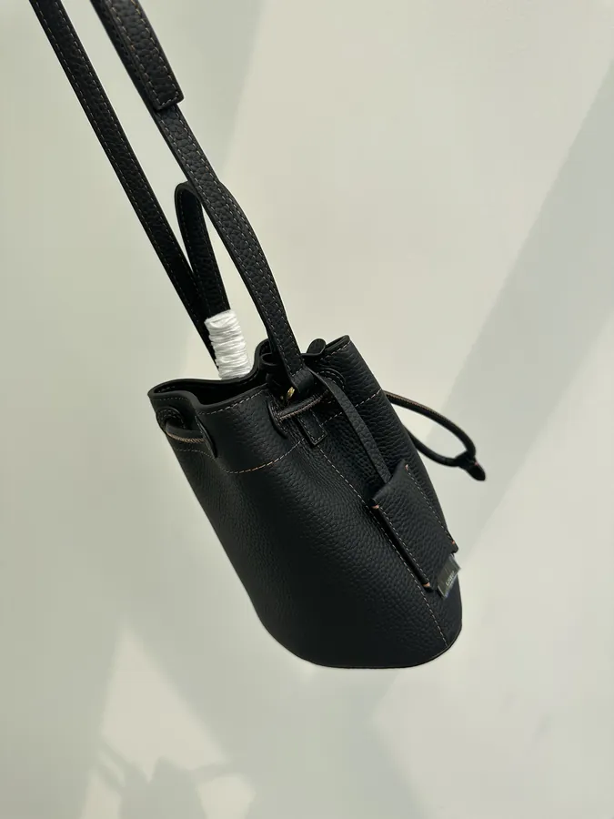 Thomas Burberry Mini Bucket Bag in Grained Calfskin