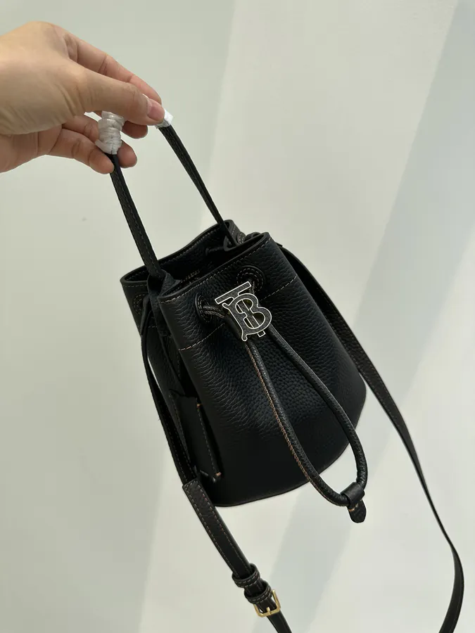 Thomas Burberry Mini Bucket Bag in Grained Calfskin