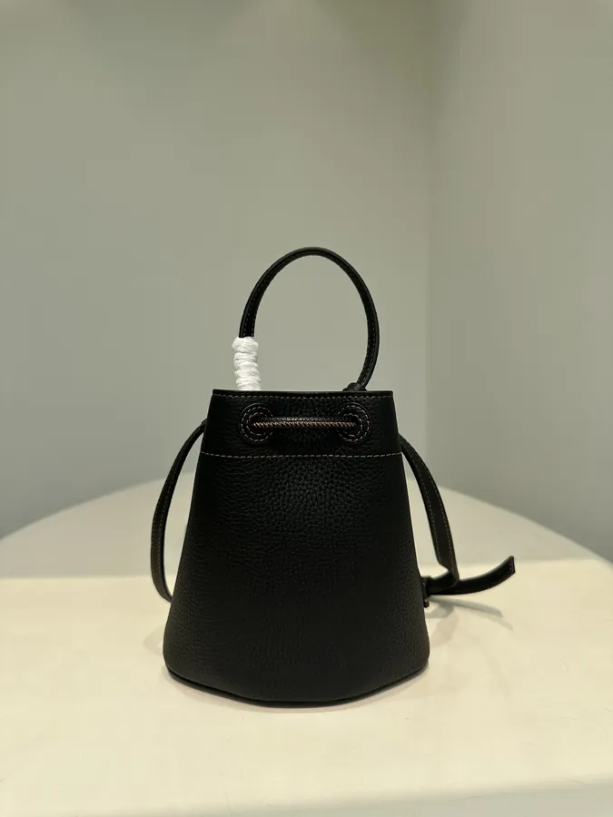 Thomas Burberry Mini Bucket Bag in Grained Calfskin