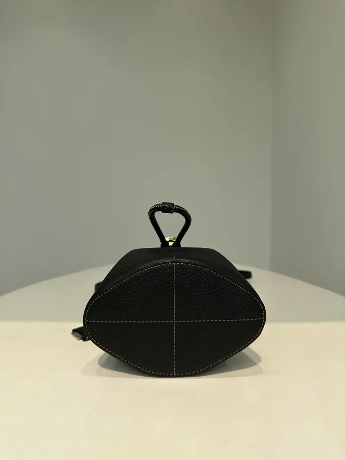 Thomas Burberry Mini Bucket Bag in Grained Calfskin