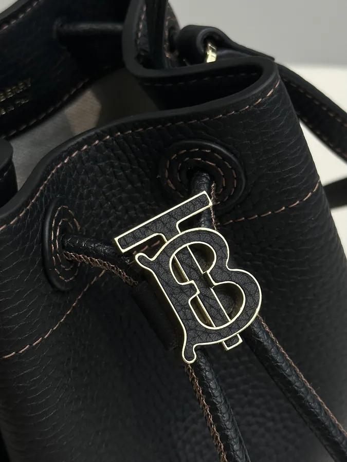 Thomas Burberry Mini Bucket Bag in Grained Calfskin