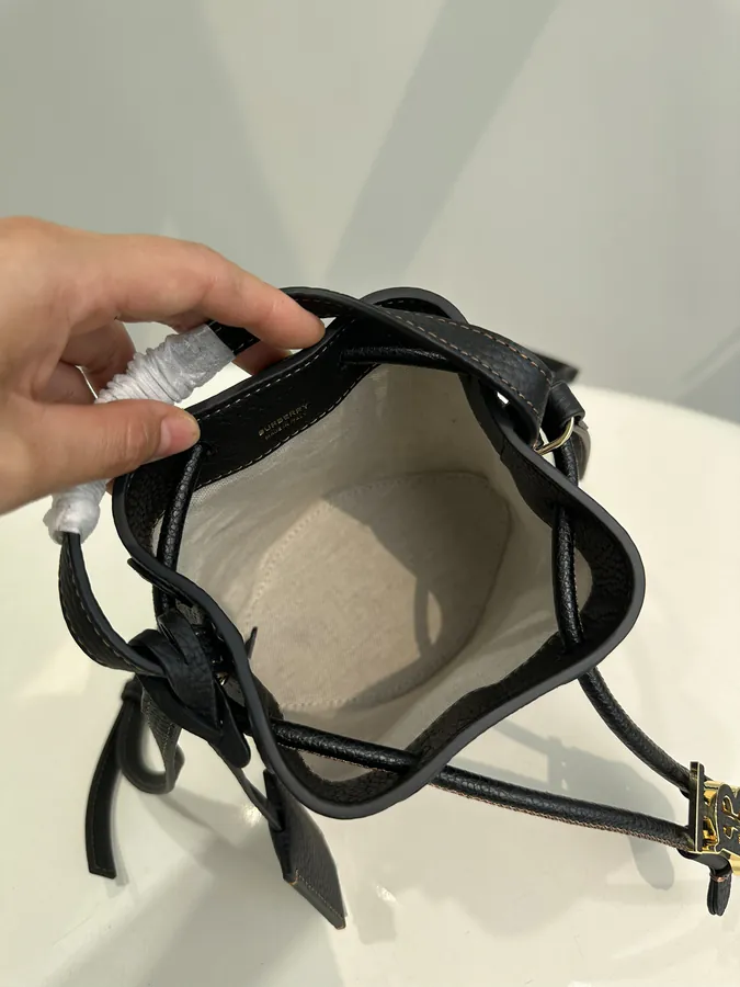 Thomas Burberry Mini Bucket Bag in Grained Calfskin