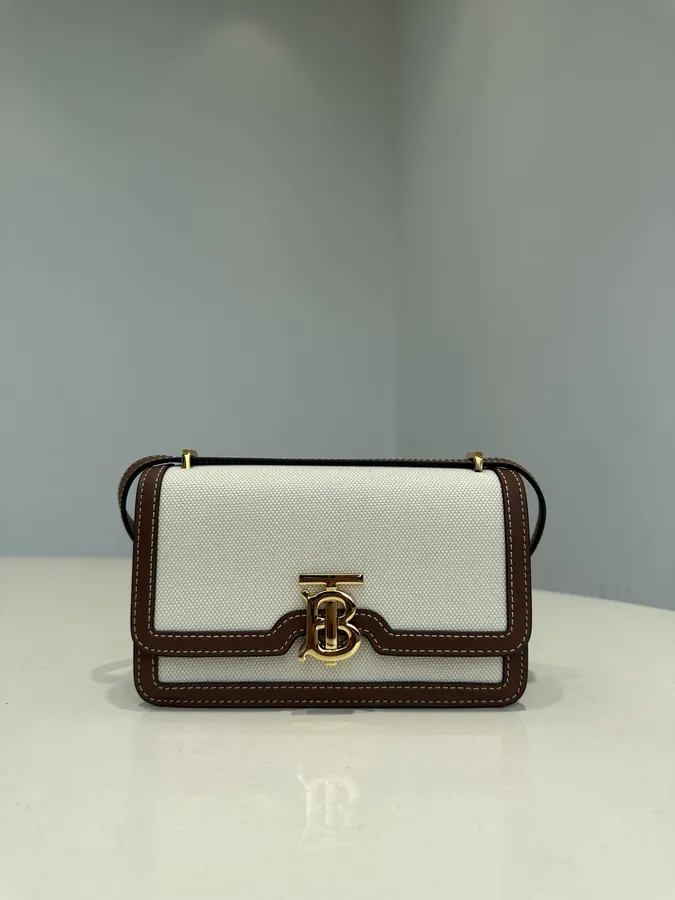 Thomas Burberry Tote Bag with Calfskin Trim