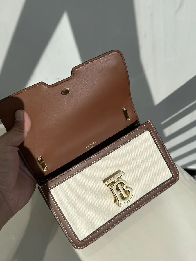 Thomas Burberry Tote Bag with Calfskin Trim