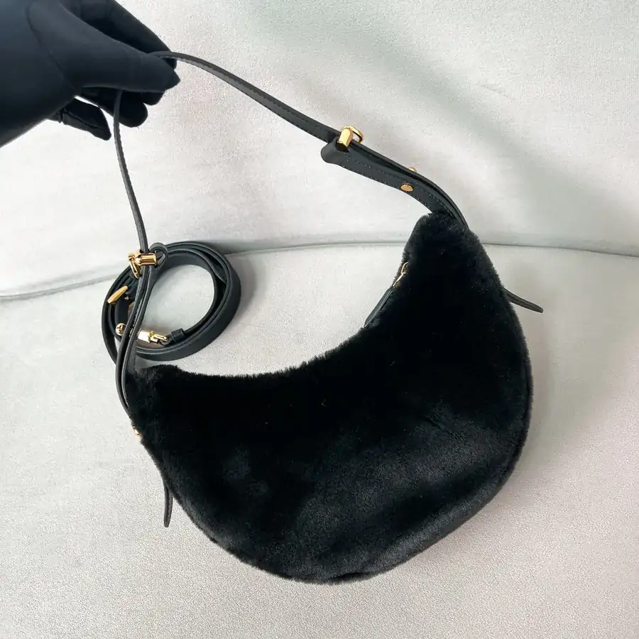 Moon Handbag 1BC194 with Wool and Leather