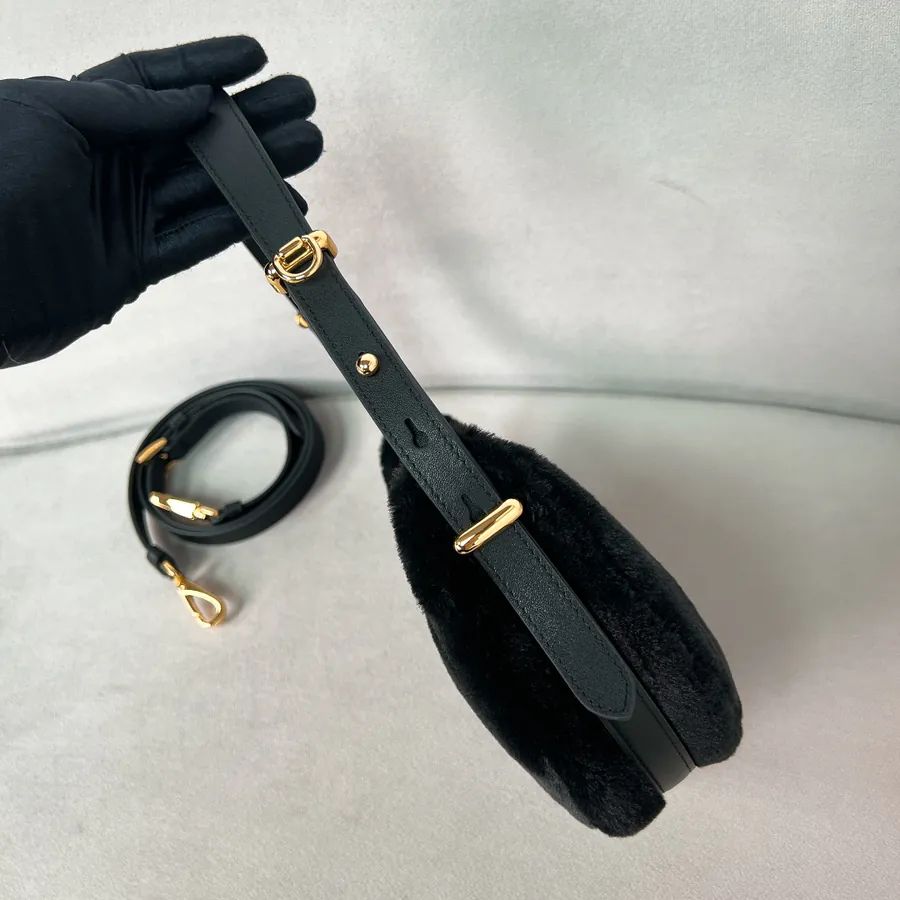 Moon Handbag 1BC194 with Wool and Leather
