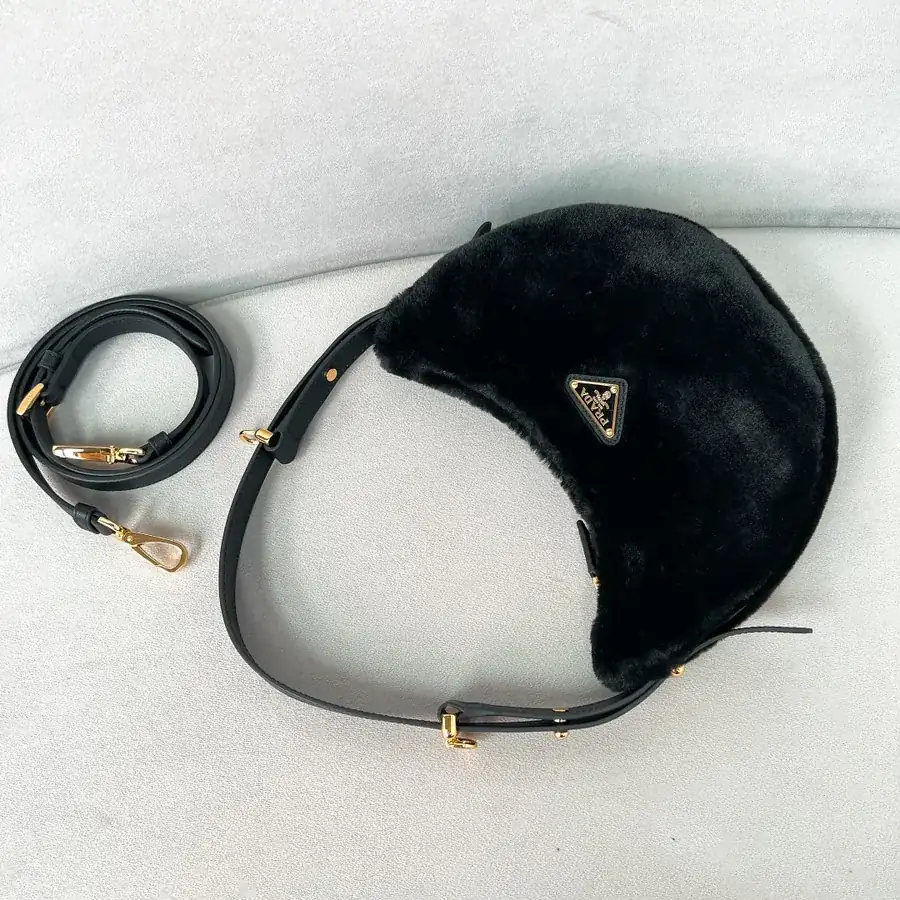 Moon Handbag 1BC194 with Wool and Leather