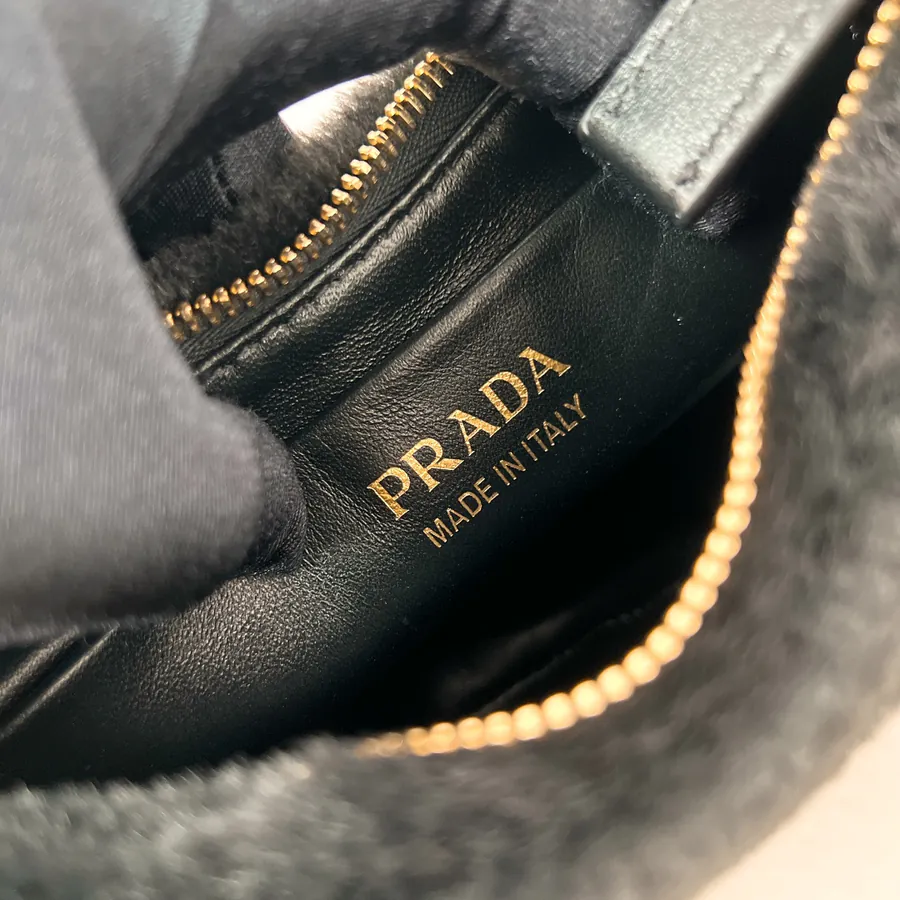 Moon Handbag 1BC194 with Wool and Leather