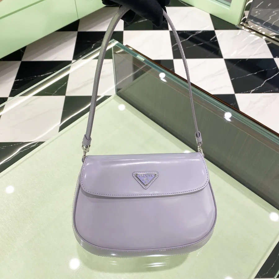 Cleo Glossy Calfskin Clutch Crossbody Bag 1BD311