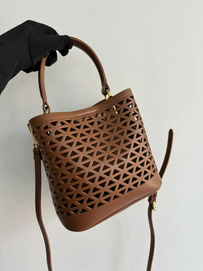 P820 Saffiano Perforated Bucket Bag
