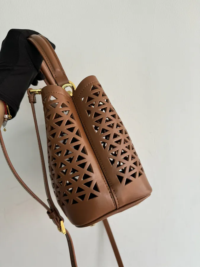 P820 Saffiano Perforated Bucket Bag