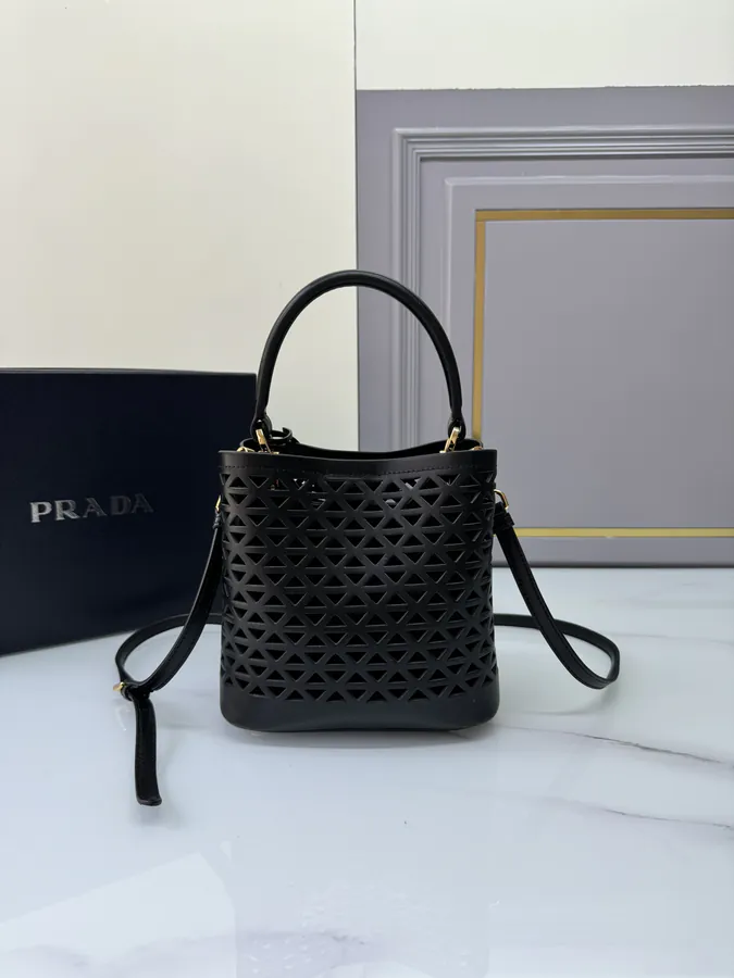 P820 Saffiano Perforated Bucket Bag