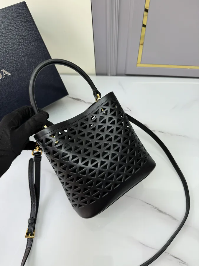P820 Saffiano Perforated Bucket Bag