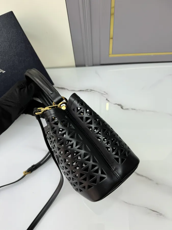P820 Saffiano Perforated Bucket Bag