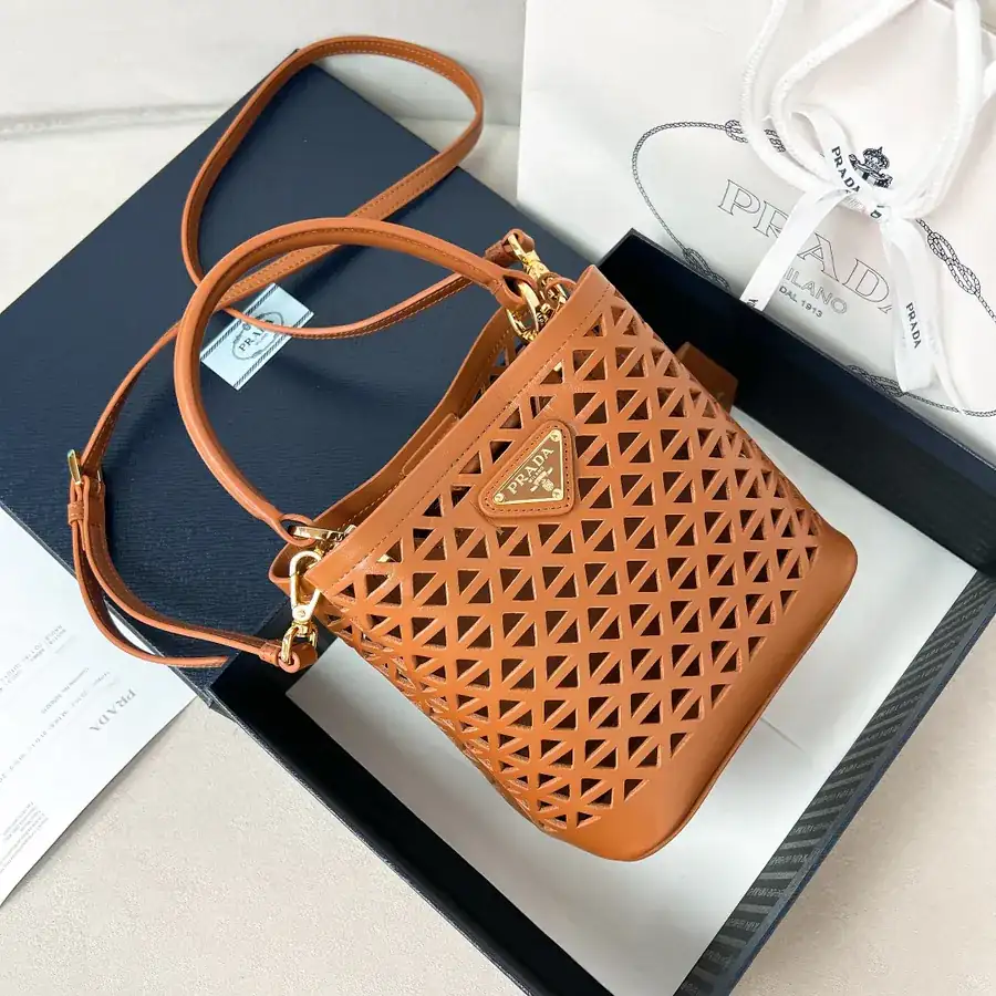 P820 Saffiano Punched Calfskin Bucket Bag