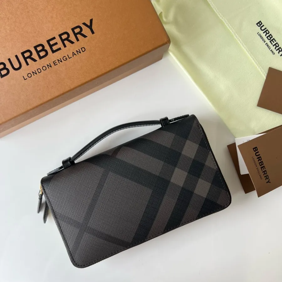 320 London Check Double Zip Handbag