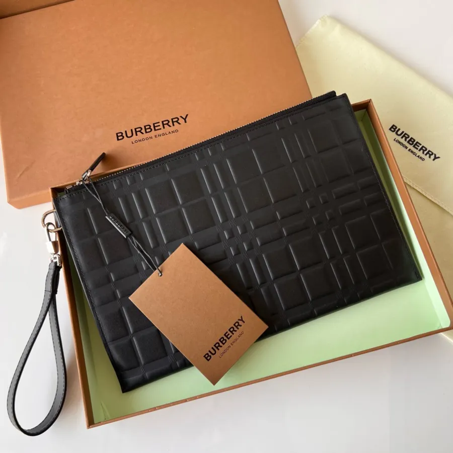 B•Home Large Embossed Pattern Leather Zipper Pouch