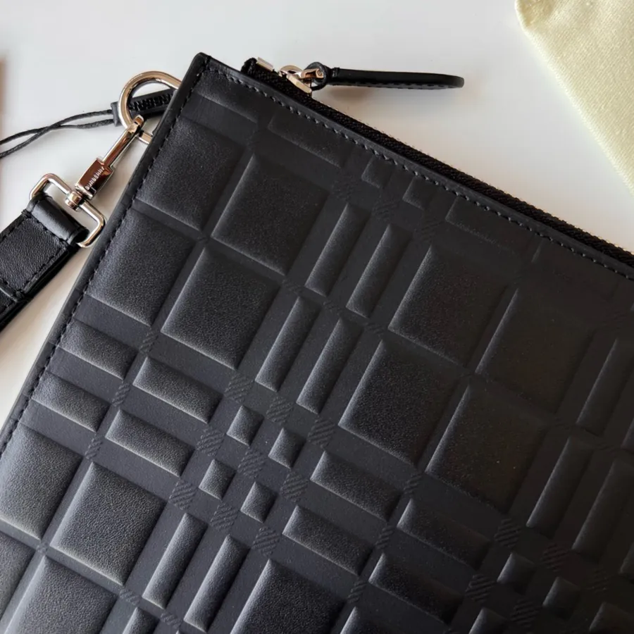 B•Home Large Embossed Pattern Leather Zipper Pouch