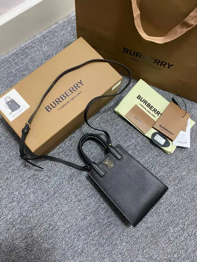 Boutique 530 Thomas Burberry Mini Tote Bag with Grained Calfskin