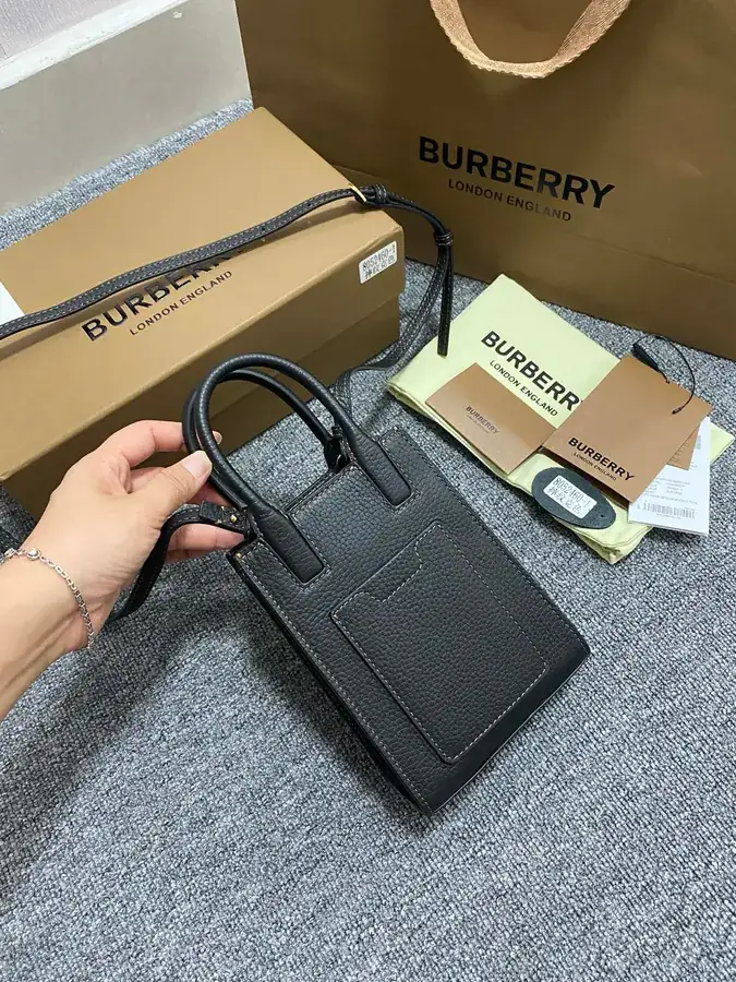 Boutique 530 Thomas Burberry Mini Tote Bag with Grained Calfskin