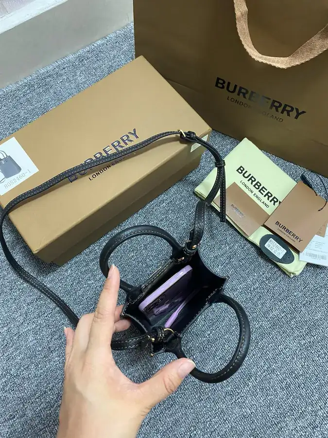 Boutique 530 Thomas Burberry Mini Tote Bag with Grained Calfskin