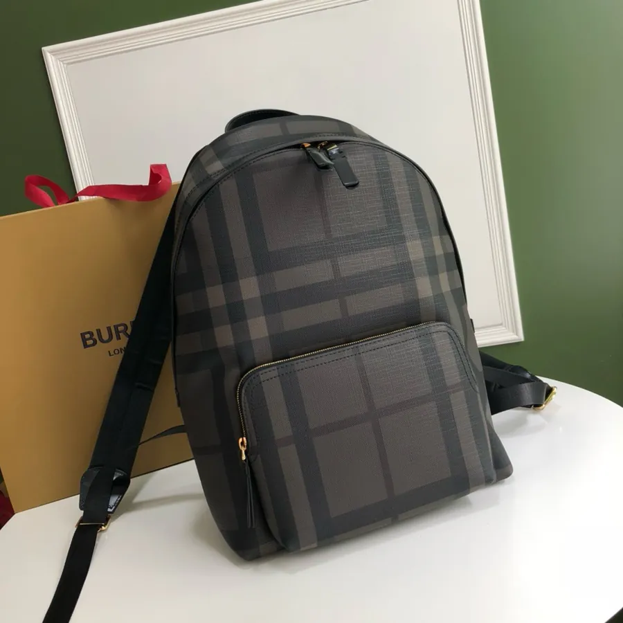 500 Bur London Grained Calfskin Trimmed Backpack